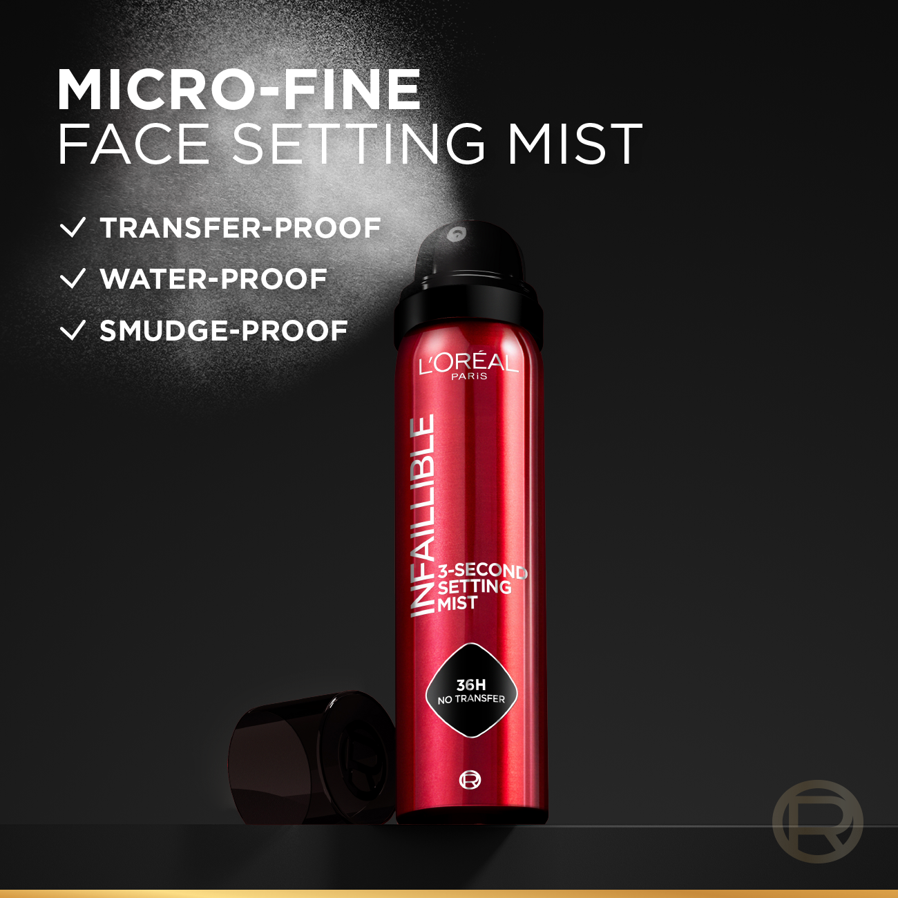 L’Oréal Paris Infaillible 3-Second setting mist spray, 36h of long wear, no transfer, no marks, no stickiness, 75ml