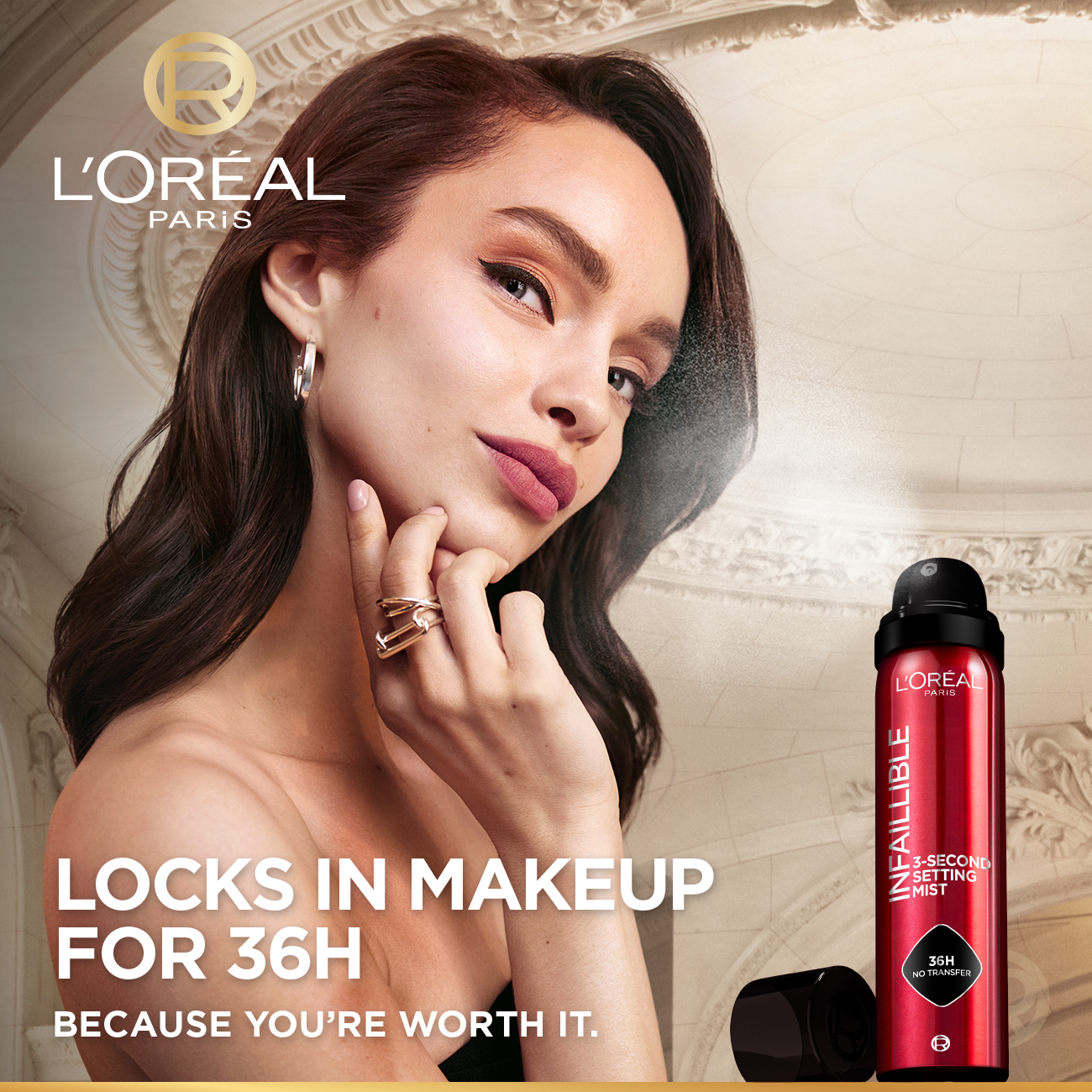 L’Oréal Paris Infaillible 3-Second setting mist spray, 36h of long wear, no transfer, no marks, no stickiness, 75ml