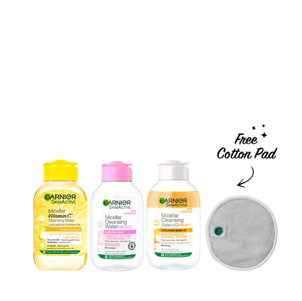 Buy Garnier Micellar Water classic + vitamin C + Oil infused 100 ml Get Cotton pad