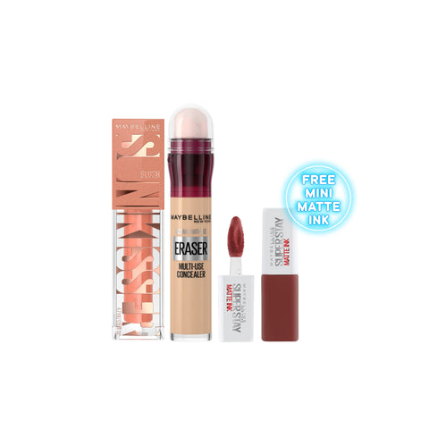 30% OFF SUNKISSER Blush +  Instant Age Rewind Concealer + Get Mini Matte Ink
