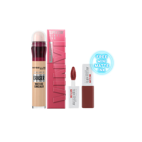 30% OFF Vinyl Ink Lipstick +  Instant Age Rewind Concealer + Get free mini matte ink