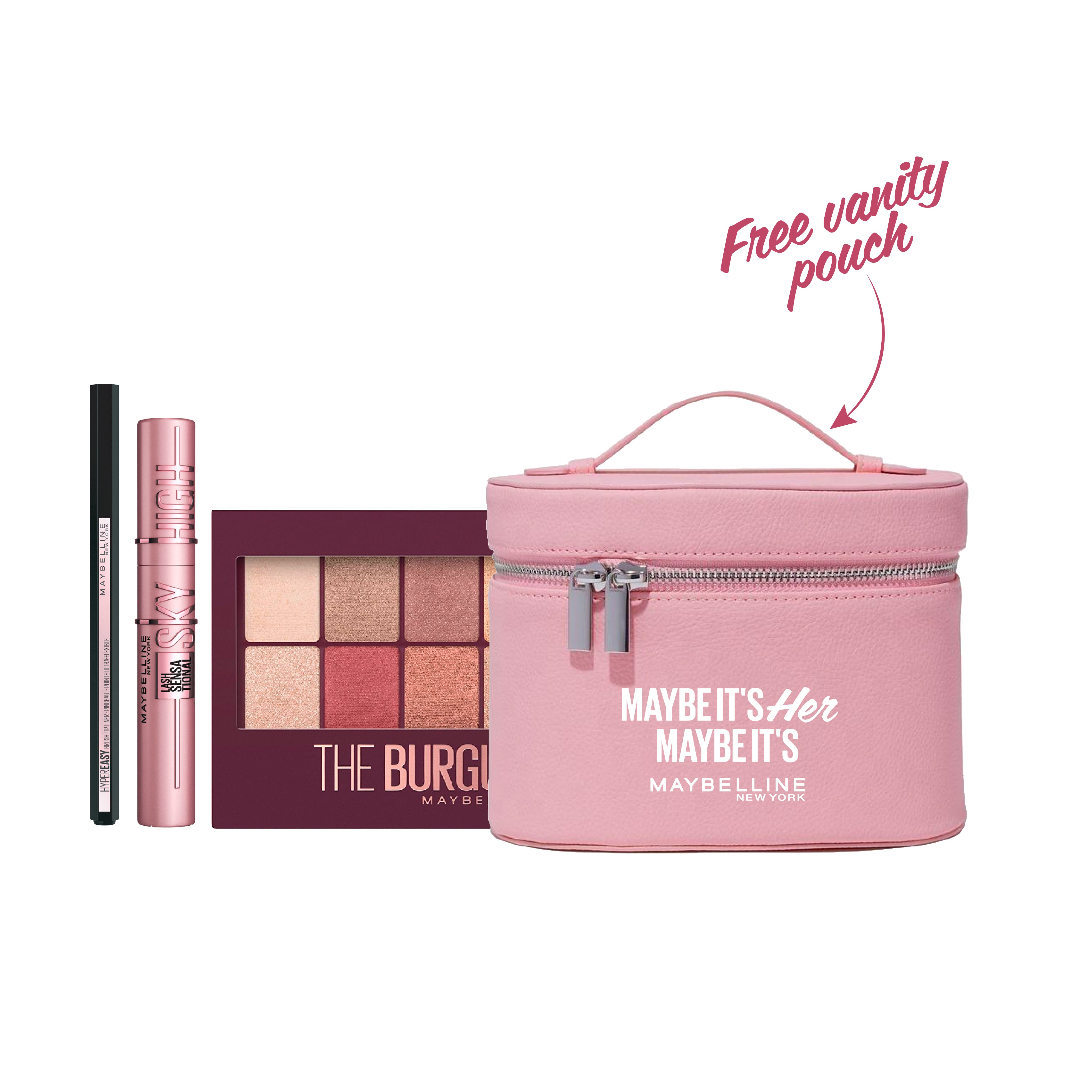 30% OFF Sky high mascara + Eye Liner + Eyeshadow palette + Free Pouch