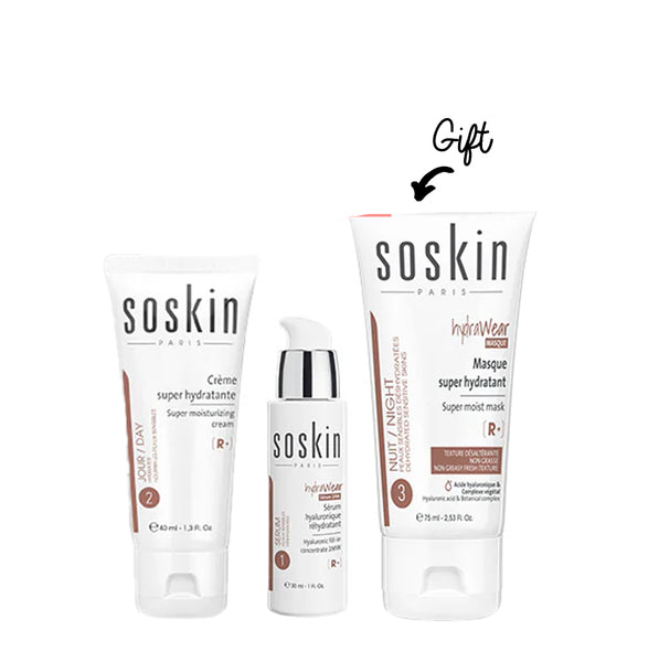 Soskin Creme Super Hydratante + Soskin Serum Hyaluronique + Soskin Masque Super Hydratant (Gift)