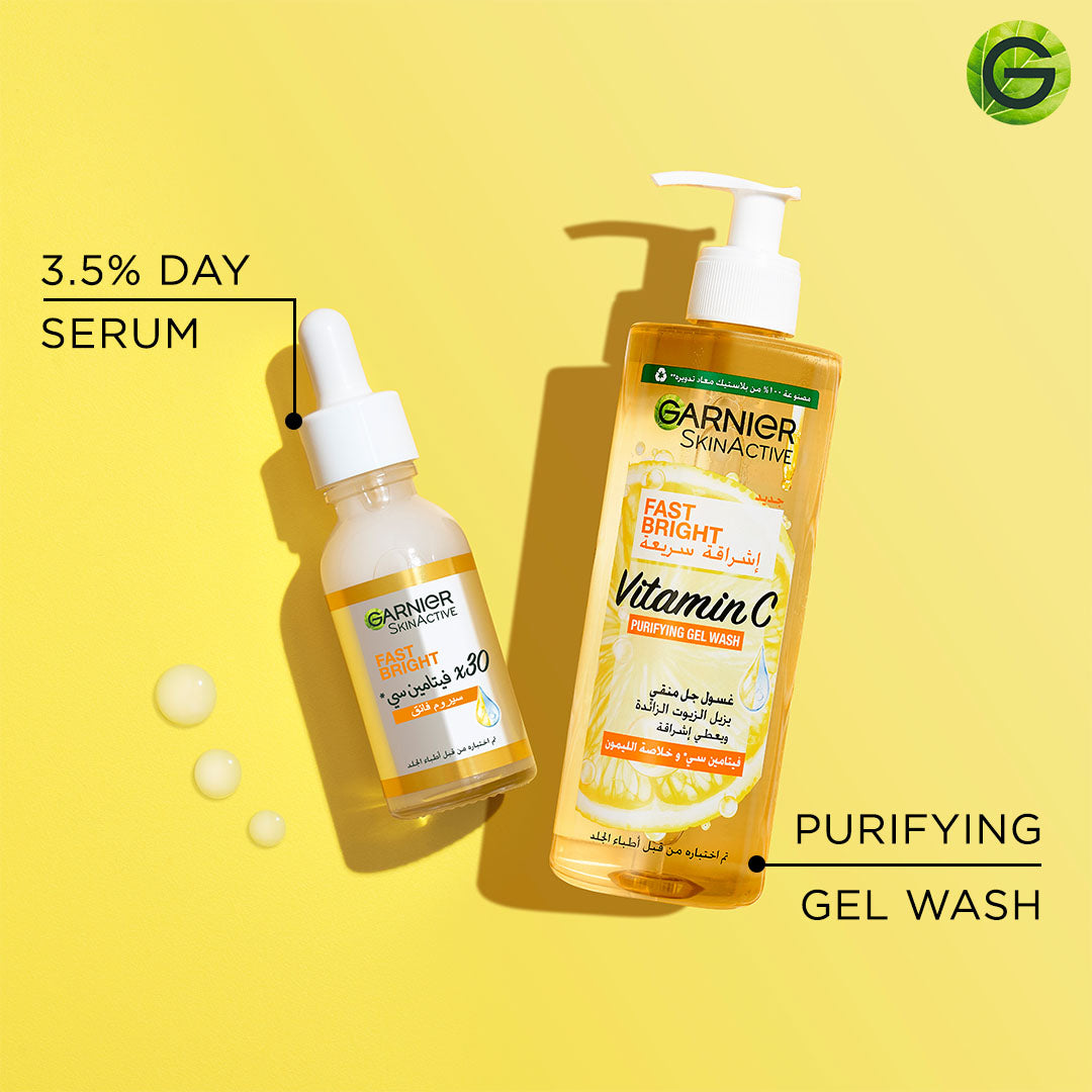 Garnier Fast Bright Vitamin C Brightening Purifying Face Gel Wash 400mL