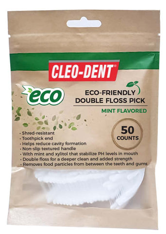 CLEO-DENT DOUBLE FLOSS PICK- MINT FLAVORED-1 BAG
