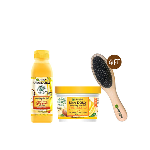 15% OFF Ultra Doux Hair Food Bannana & Coconut Shampoo 350ML + Ultra Doux Hair Food Bannana & Shea + FREE Hair Brush