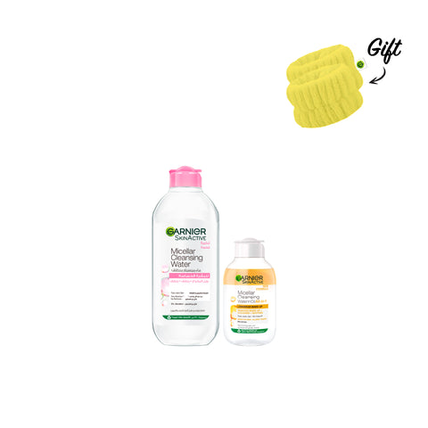 Garnier Micellar Water Makeup Remover 700ml + Garnier Micellar Oil-Infused Cleansing Water 100ml + FREE Yellow Wrist Band Garnier