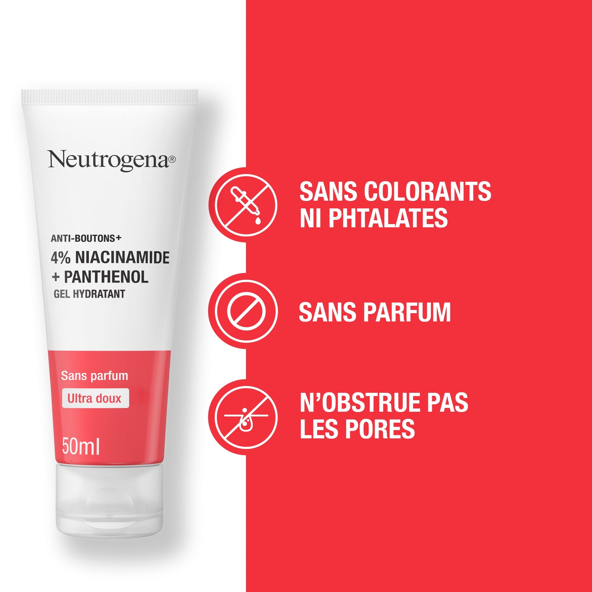Neutrogena Spot Control+ Gel Hydrator, with 4% Niacinamide + Panthenol, provides immediate hydration to fortify and protect skin barrier, 50ml