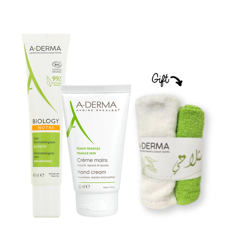 Aderma Hand Cream 50ML + Aderma Soin Nutritif 40ml + Towel (Gift)