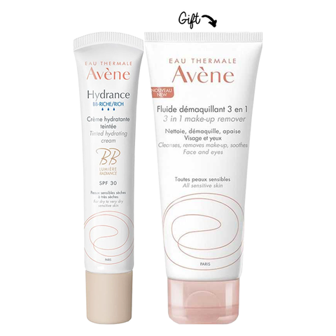 Avene Hydrance Riche BB Cream SPF 30 +  3-in-1 makeup remover (Gift)
