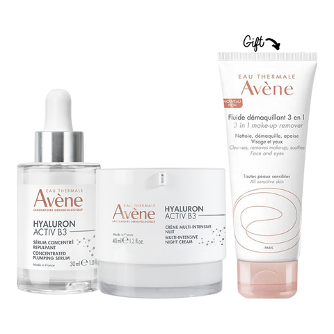 Hyaluron Activ B3 Concentrated plumping serum + Hyaluron Activ B3 Multi-intensive night cream + 3-in-1 Makeup remover GIFT