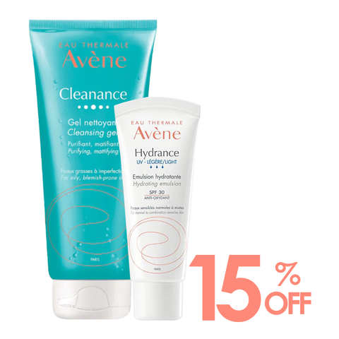 15% OFF Avène Cleanance Acne Cleanser Gel for Oily Skin 200ml + Hydrance UV Light Spf30 40ML