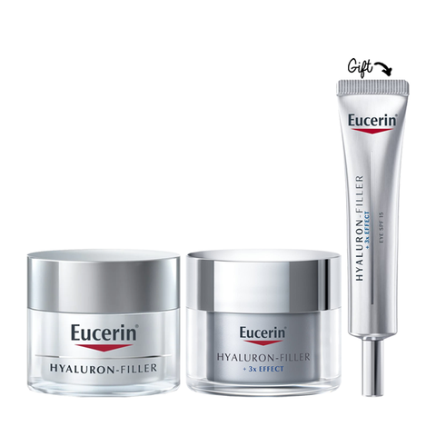 Hyaluron Filler New 3x Effect Box:  Day Cream Dry 50ml + Night Cream 50 ml +  Eye Cream 15ml GIFT