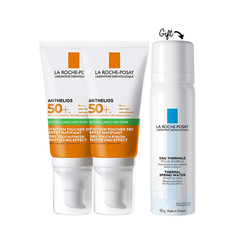 2x Anthelios Xl Spf 50+ Dry Touch Gel-Cream Anti-Shine  50ML + Thermal Spring Water (Gift)