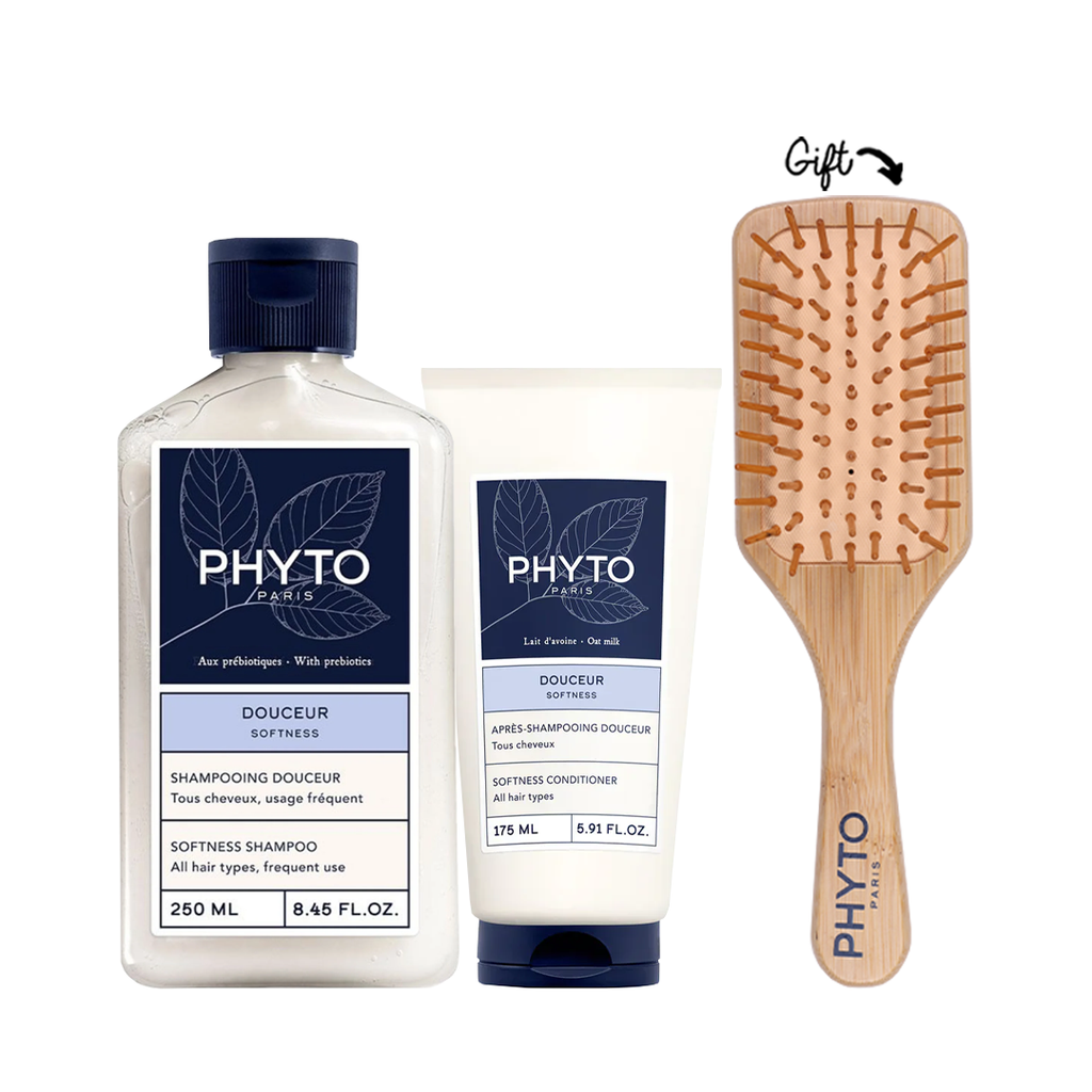 Phyto Softness Shampoo 250ml + Phyto Softness Conditioner 175ml + Phyto Bamboo brush GIFT