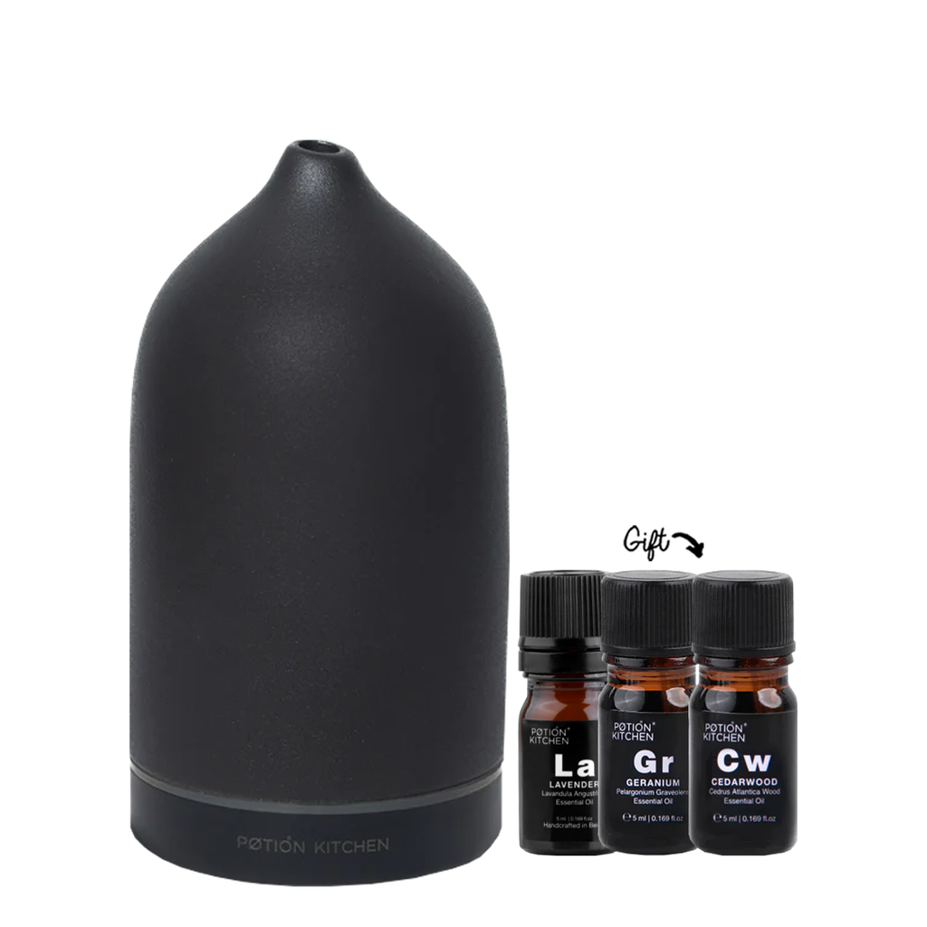 Relaxation & Stress Relief Bundle: 15% OFF NEW Aura Essential Oil Aroma Diffuser + Lavender, Geranium & Cedarwood Essential Oils
