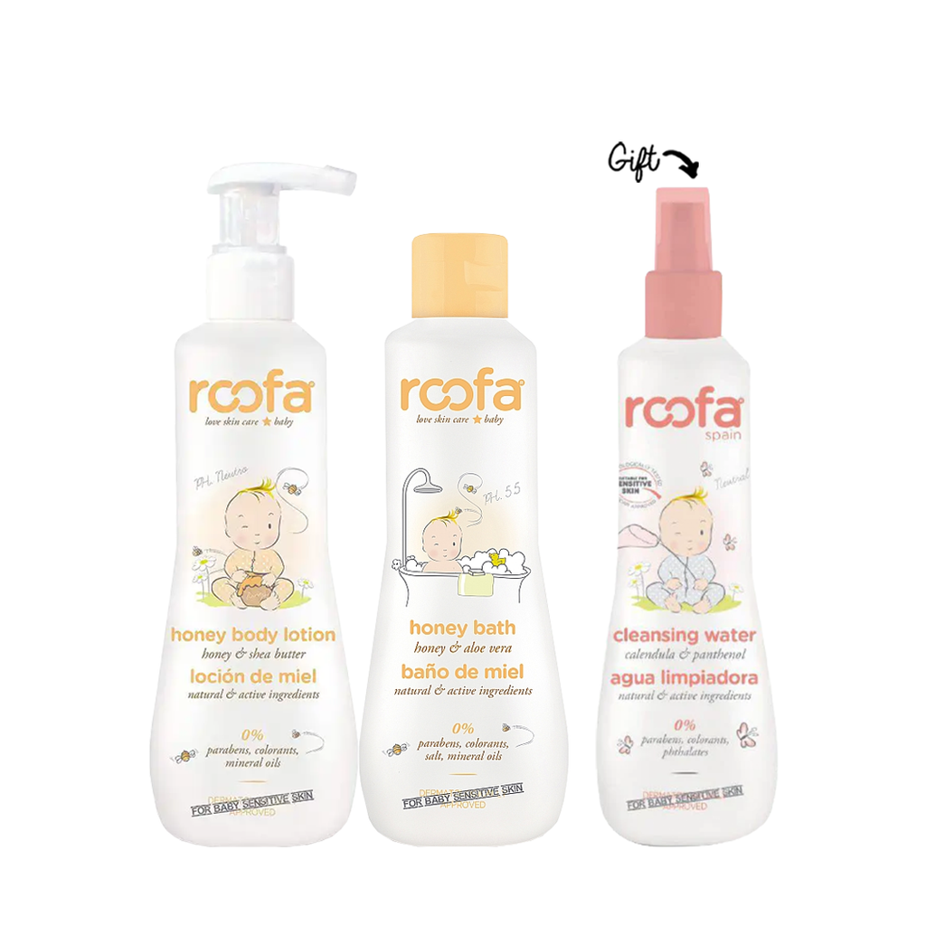 Honey Body Lotion Roofa + Honey Bath Roofa + Cleansing Water Roofa (Gift)