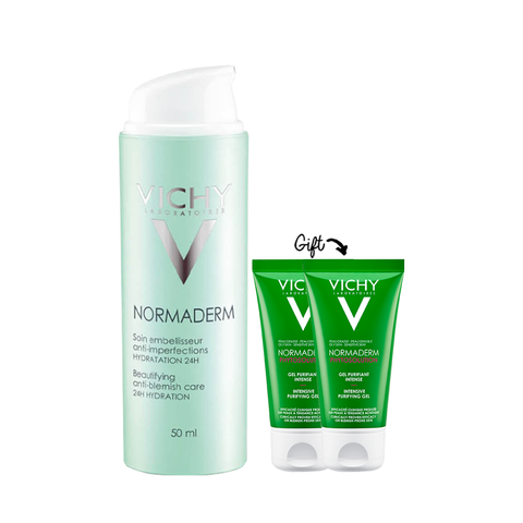Normaderm Beautifying Anti-Blemish Care 24H Hydration 50ML + Normaderm Phytosolution - Intensive Purifying Gel 15ml x2 GIFTS