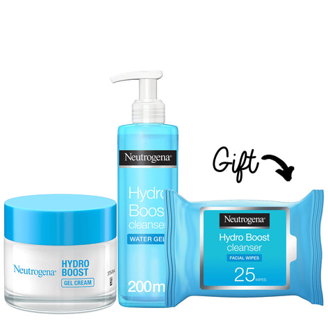 Buy 1 Hydro Boost Gel Clean + 1 Hydro Boost Gel cream and get 1 Hydro Boost  Wipes for FREE