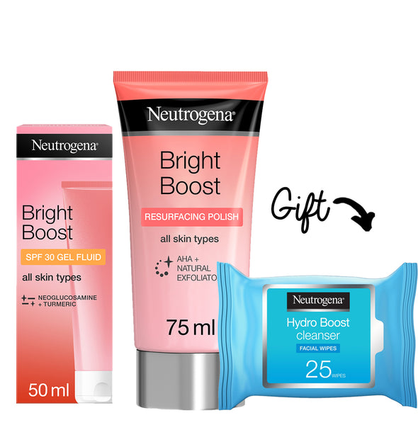 Buy 1 Bright Boost Polish + 1 Bright Boost Gel Fluid and get 1 Hydro Boost Wipes for free