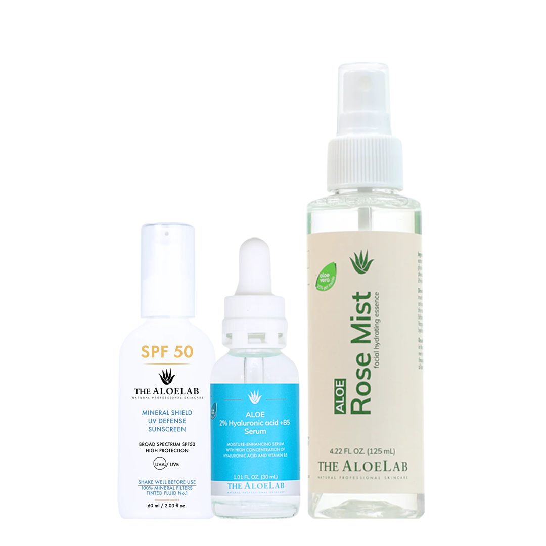 Aloe Lab 2% Hyaluronic Acid Serum + Rose Mist + Oil Control Sunscreen