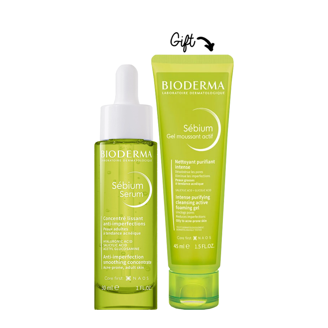 BIODERMA SEBIUM SERUM 30ML Get Bioderma Gel Moussant Actif 45ml (Gift)