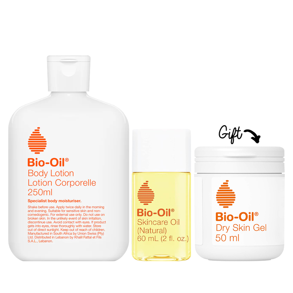 Buy Bio-oil Body Lotion 250ml + Bio-oil Skin Care Oil Natural 60ml  get Bio-oil dry skin gel 50 ml