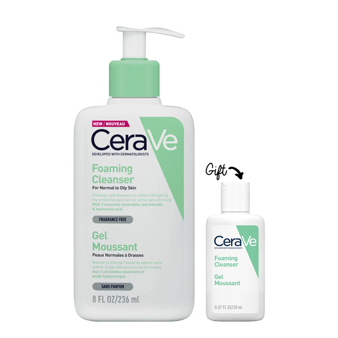With every purchase of Foaming Cleanser 236ml, receive mini foaming cleanser 0.67 oz