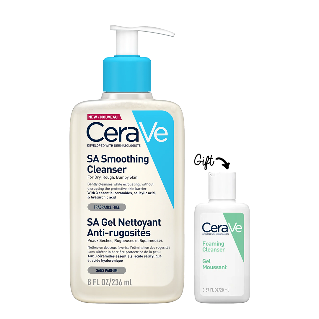CeraVe Salicylic Acid Smoothing Cleanser For Normal, Dry And Rough Skin 236ml + HYDRATING CLEANSER .20Ml
