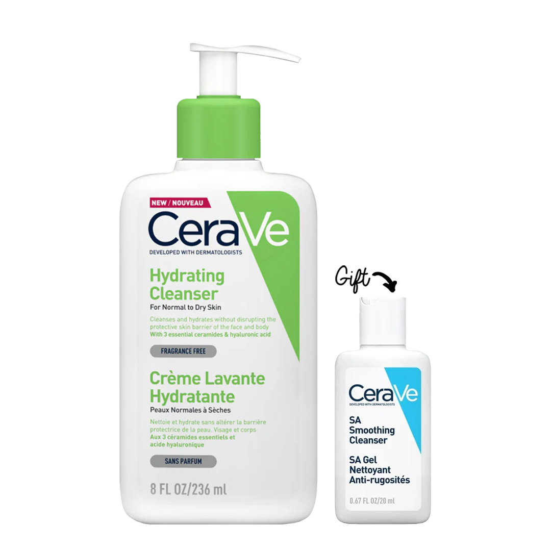 CeraVe Hydrating Cleanser - Normal to Dry skin  236ml + SA smoothing cleanser 20ML