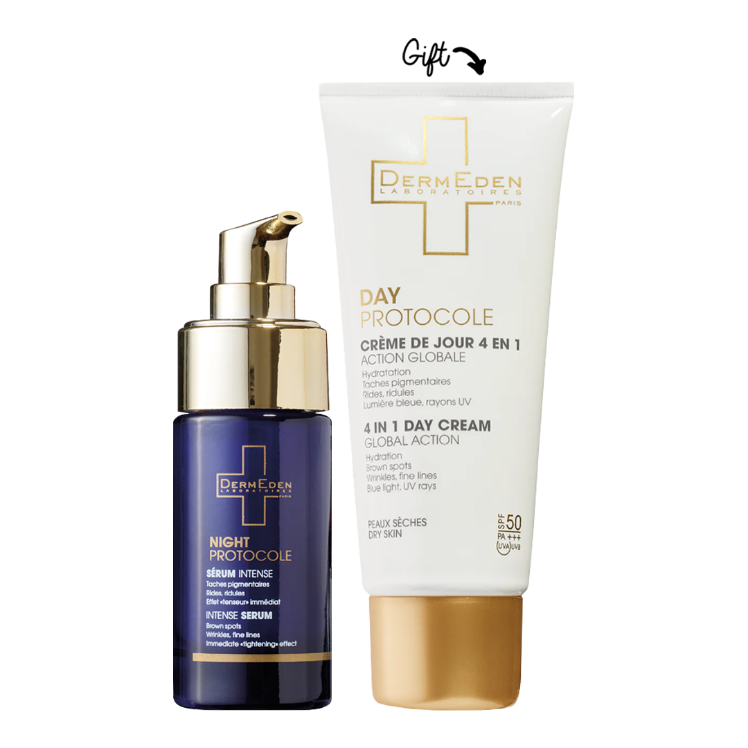 Buy a Night protocol serum OR Night protocol cream  and get 1 day protocol for dry skin OR dd cream (light or medium)