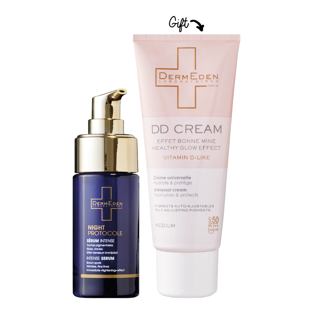 Buy a Night protocol serum OR Night protocol cream  and get 1 day protocol for dry skin OR dd cream (light or medium)