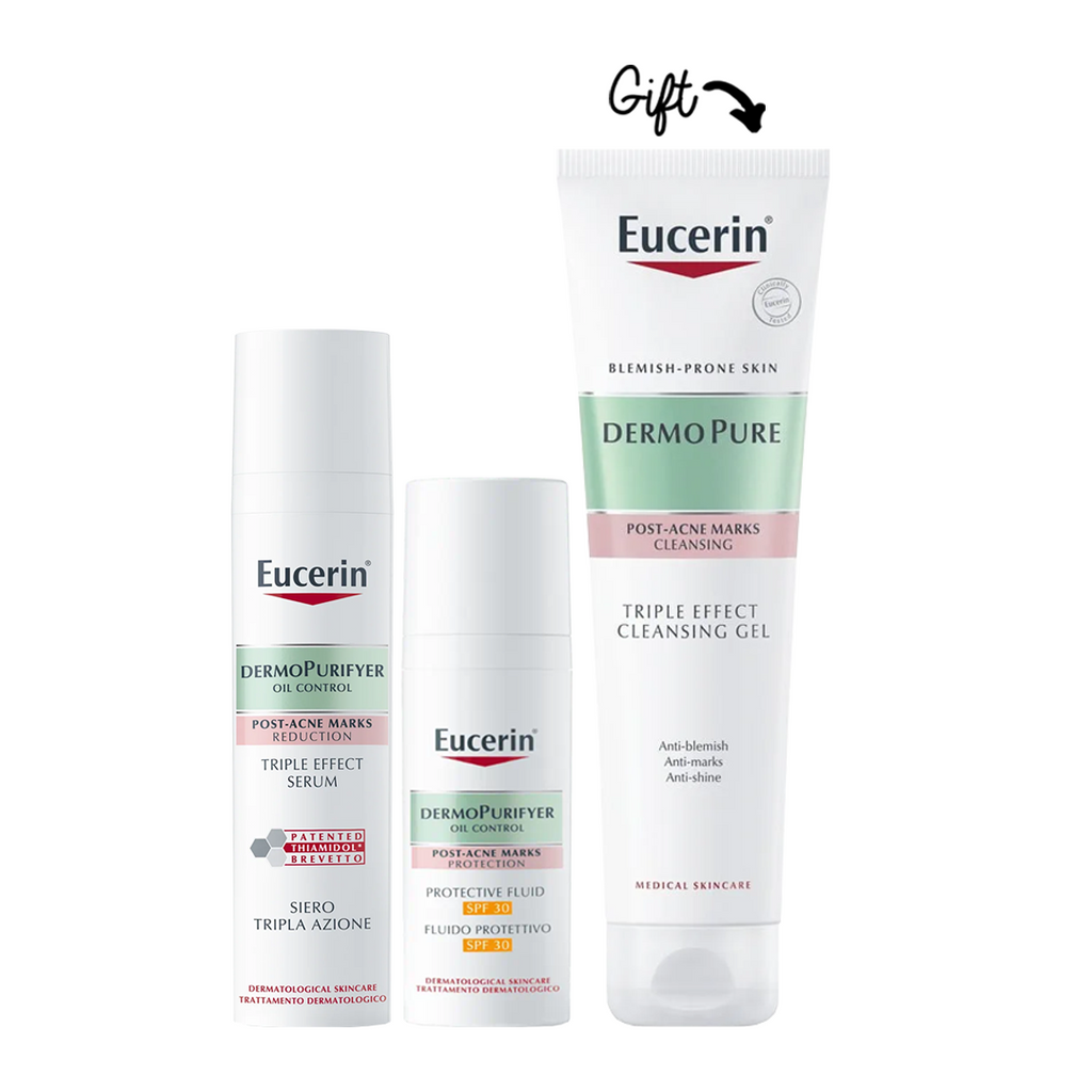 Eucerin Dermopurifyer Oil Control Triple Effect Serum 40ml + Eucerin Dermopurifyer Protective Fluid 50ml + DermoPurifyer Oil Control 3 effect Cleanser