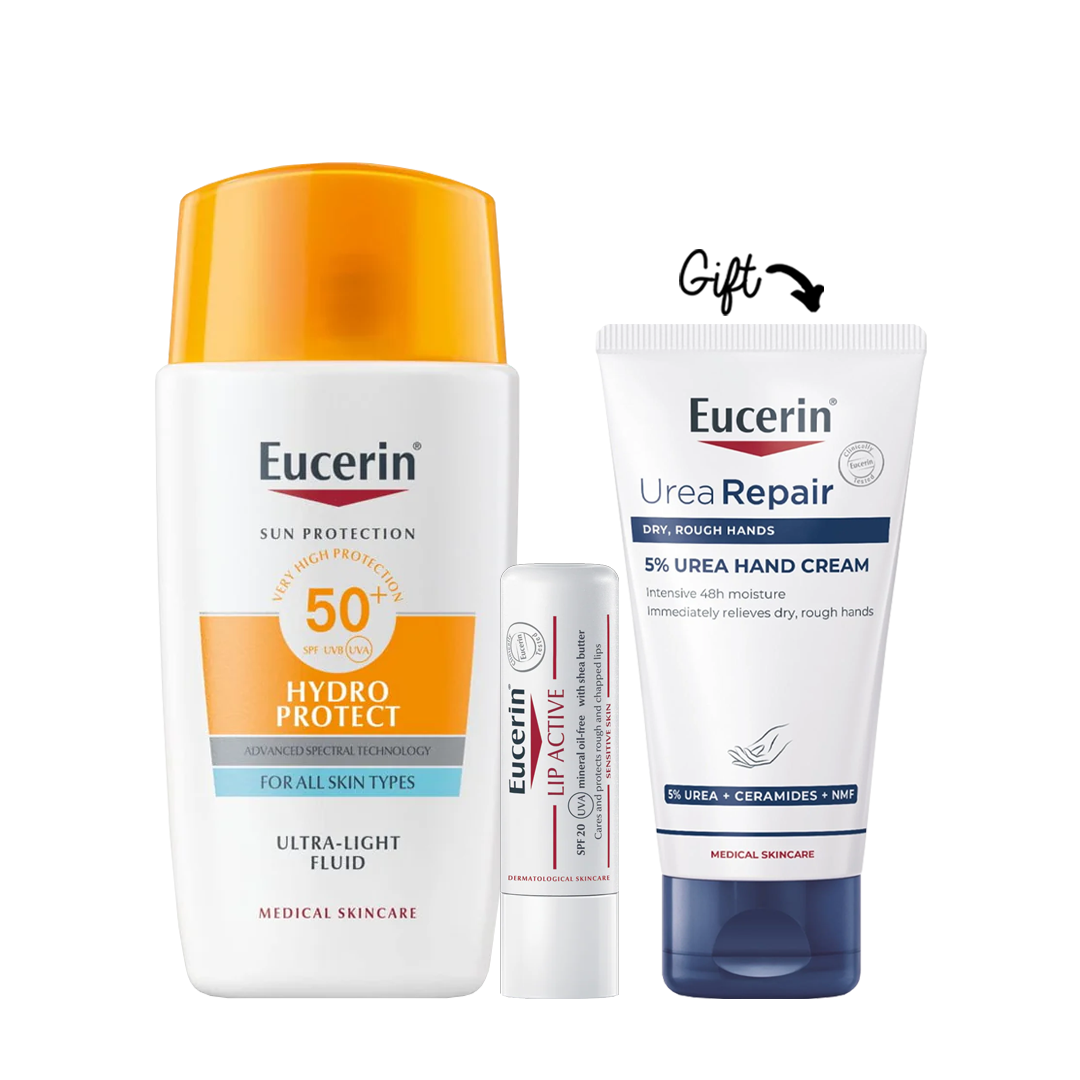 Buy Hydro Protect Ultra Light Fluid SPF 50+ + Lip Active Get Urea Repair Plus Hand Cream 5% for free