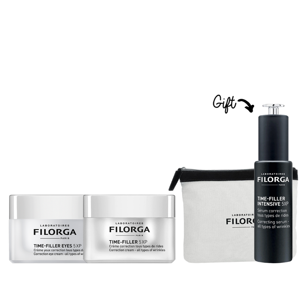 TIME-FILLER EYES 5XP + Time- Filler 5XP  Gel-Cream 50 ml Get  Time-Filler Intensive 5XP  + Filorga Trousse FREE