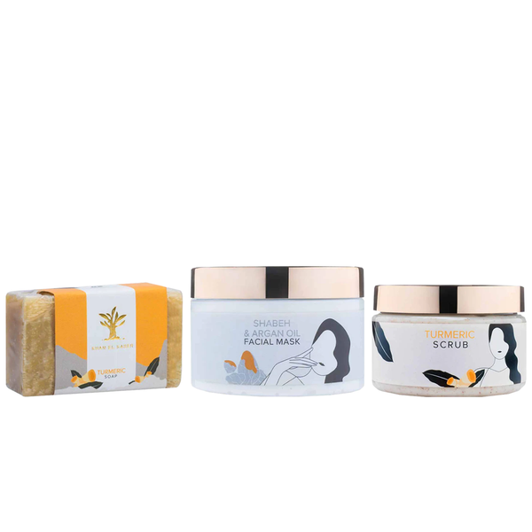 10% OFF Khan Al Kaser Tumeric soap + Facial Mask + Facial Scrub