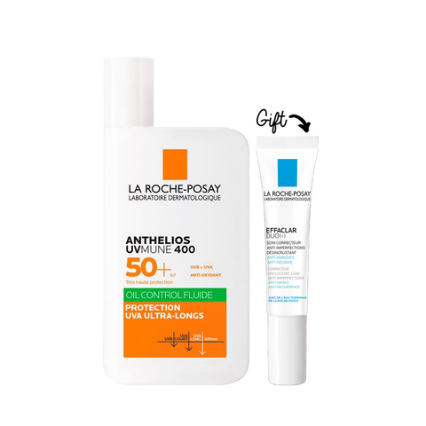 La Roche-Posay Anthelios UVMune 400 Oil Control Invisible  50+ for Oily Skin 50ml +Effaclar Duo+15ml