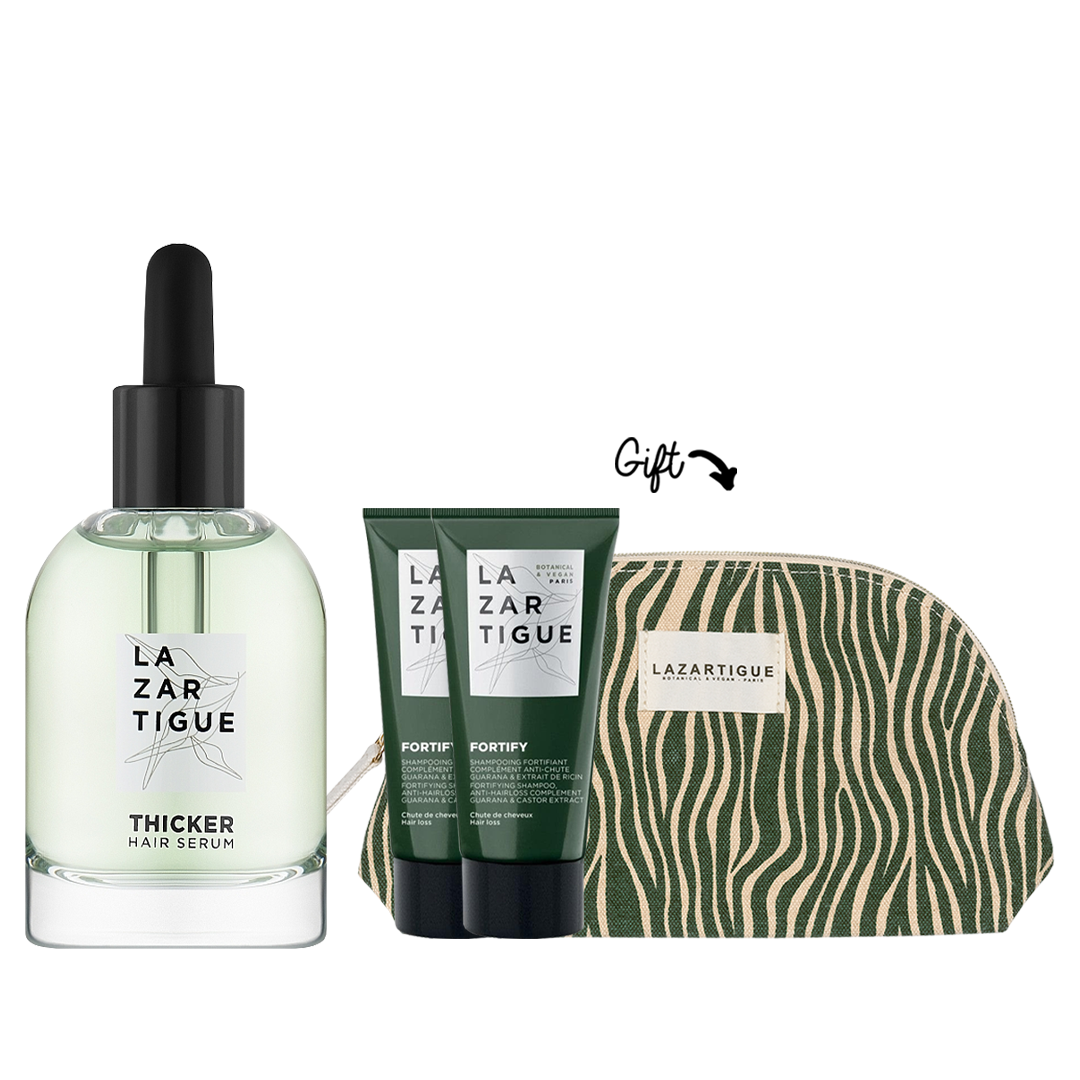 THICKER HAIR SERUM  Get Fortify Shampoo (2*50ml) + Lazartigue Trousse