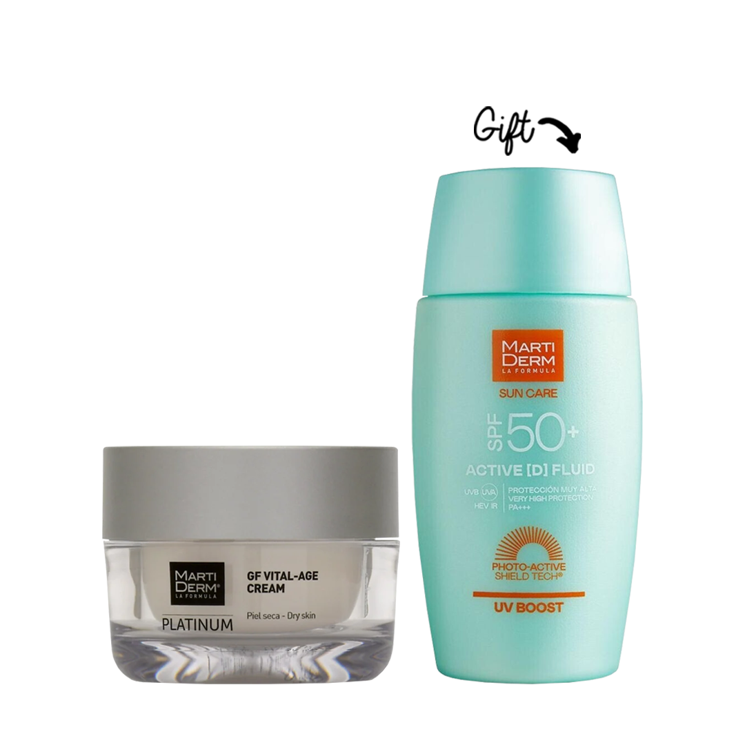 Buy MartiDerm Platinum GF Vital-Age Cream for Dry Skin 50ml & get a FREE SPF 50+ Active [D] Fluid 50ml