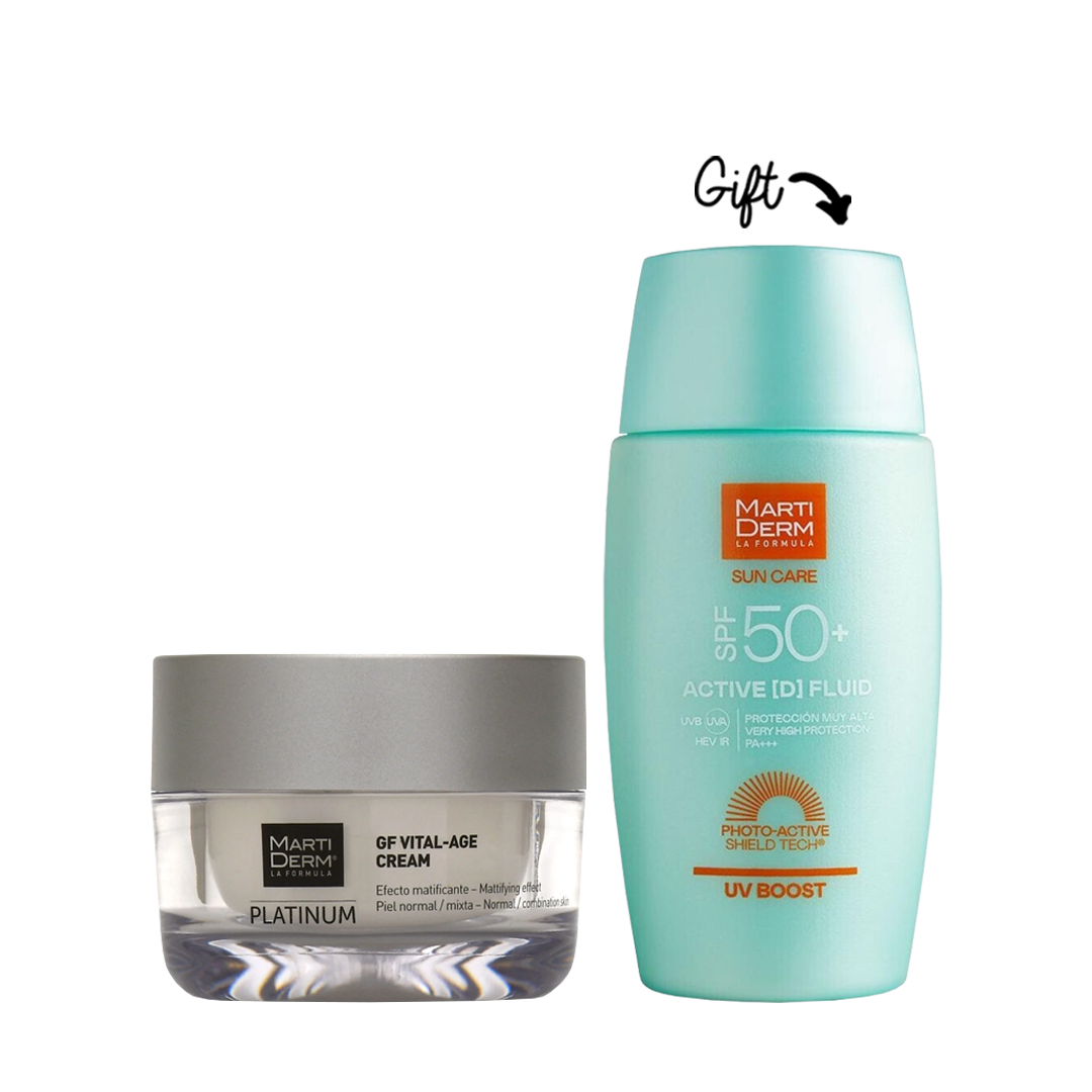 Buy MartiDerm Platinum GF Vital-Age Cream for Normal to Combination Skin 50ml & get a FREE SPF 50+ Active [D] Fluid 50ml