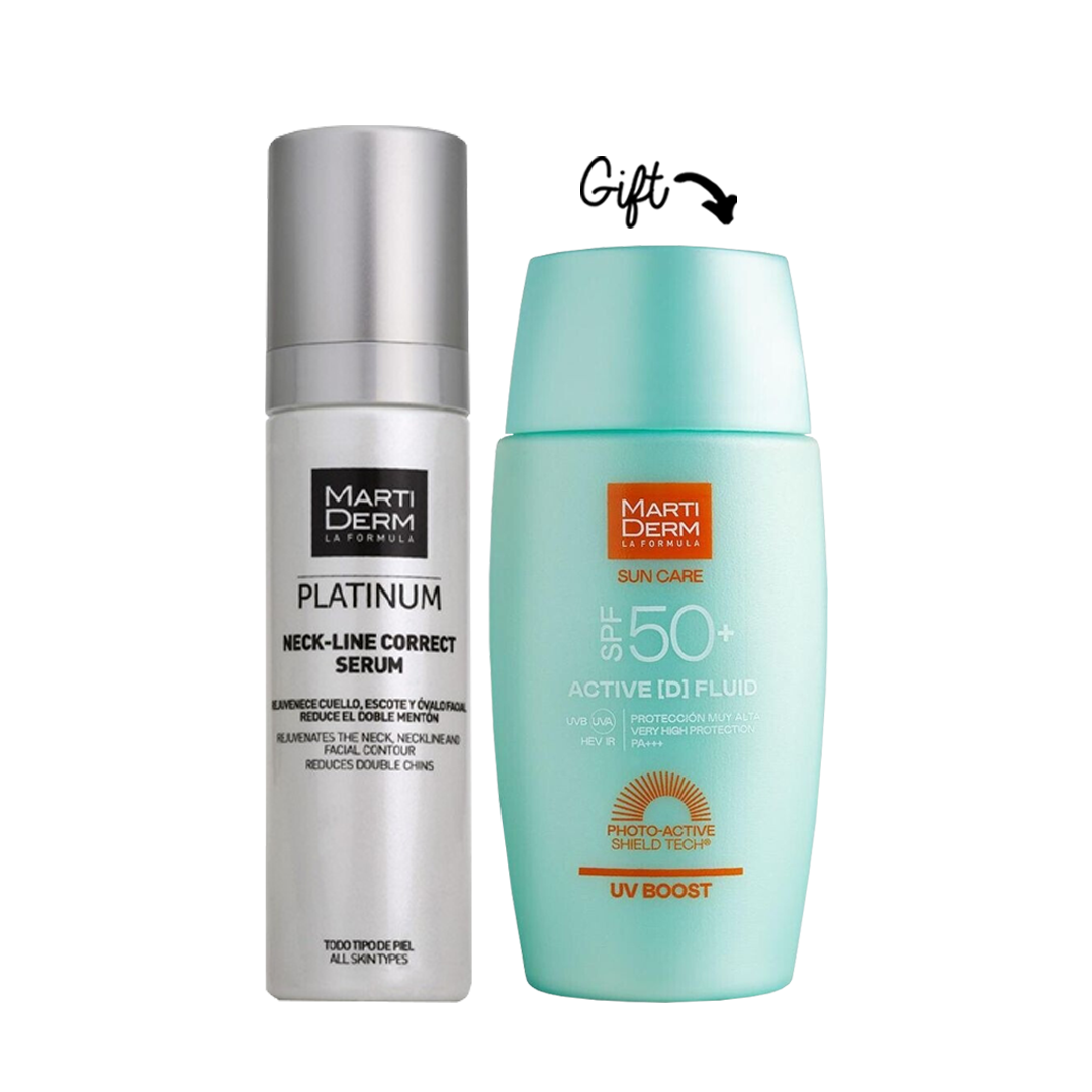 Buy MartiDerm Platinum Neck-Line Correct Serum 50ml & get a FREE SPF 50+ Active [D] Fluid 50ml