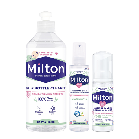 20% Off: Baby Bottle Cleaner 500ml + Milton 3 in 1 Purifying Spray 200ml + Milton Antibacterial Hand Foam