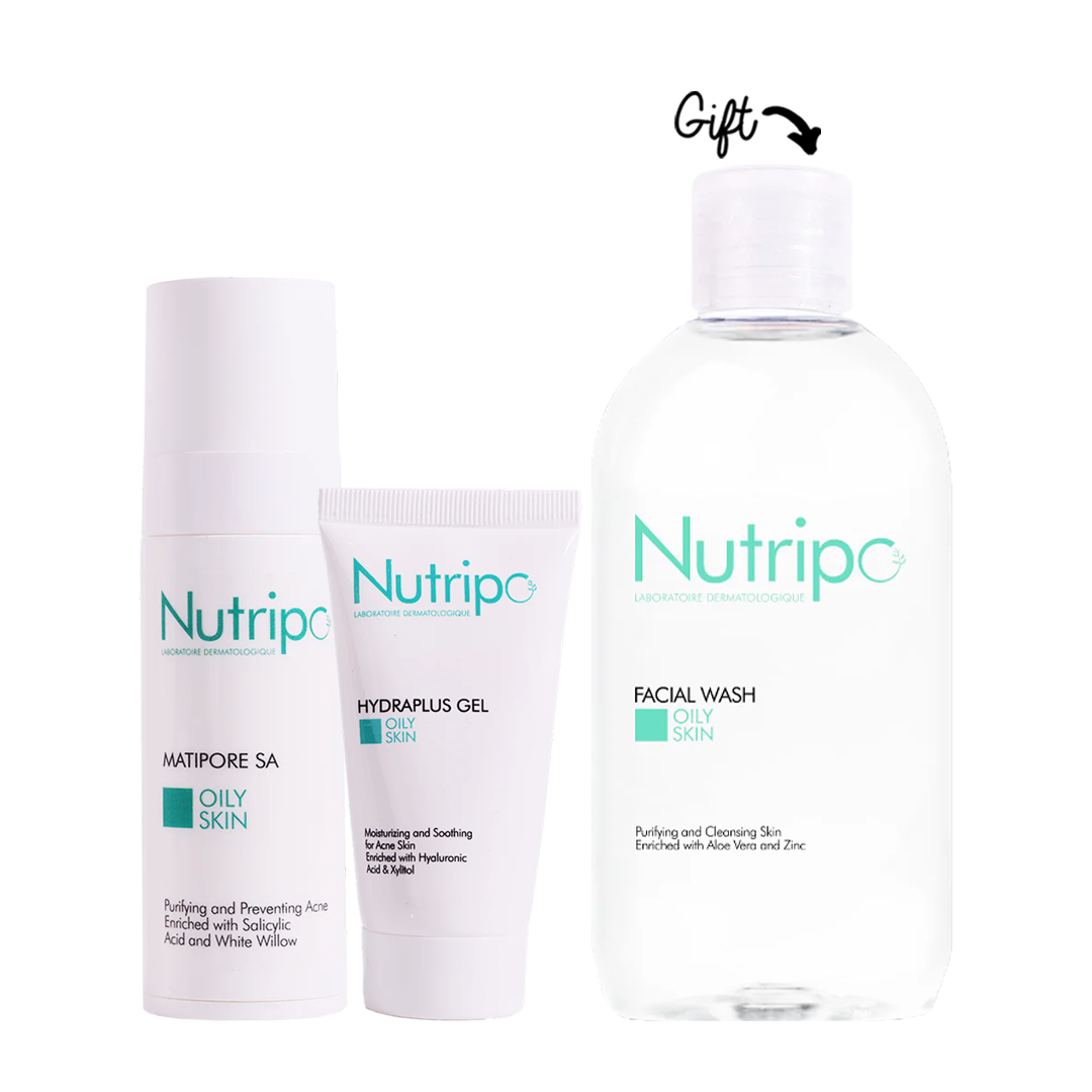 Oily Skin Balance Routine Matipore SA 30ML  Hydraplus Gel 50ML - Facial Wash Oily 200ML