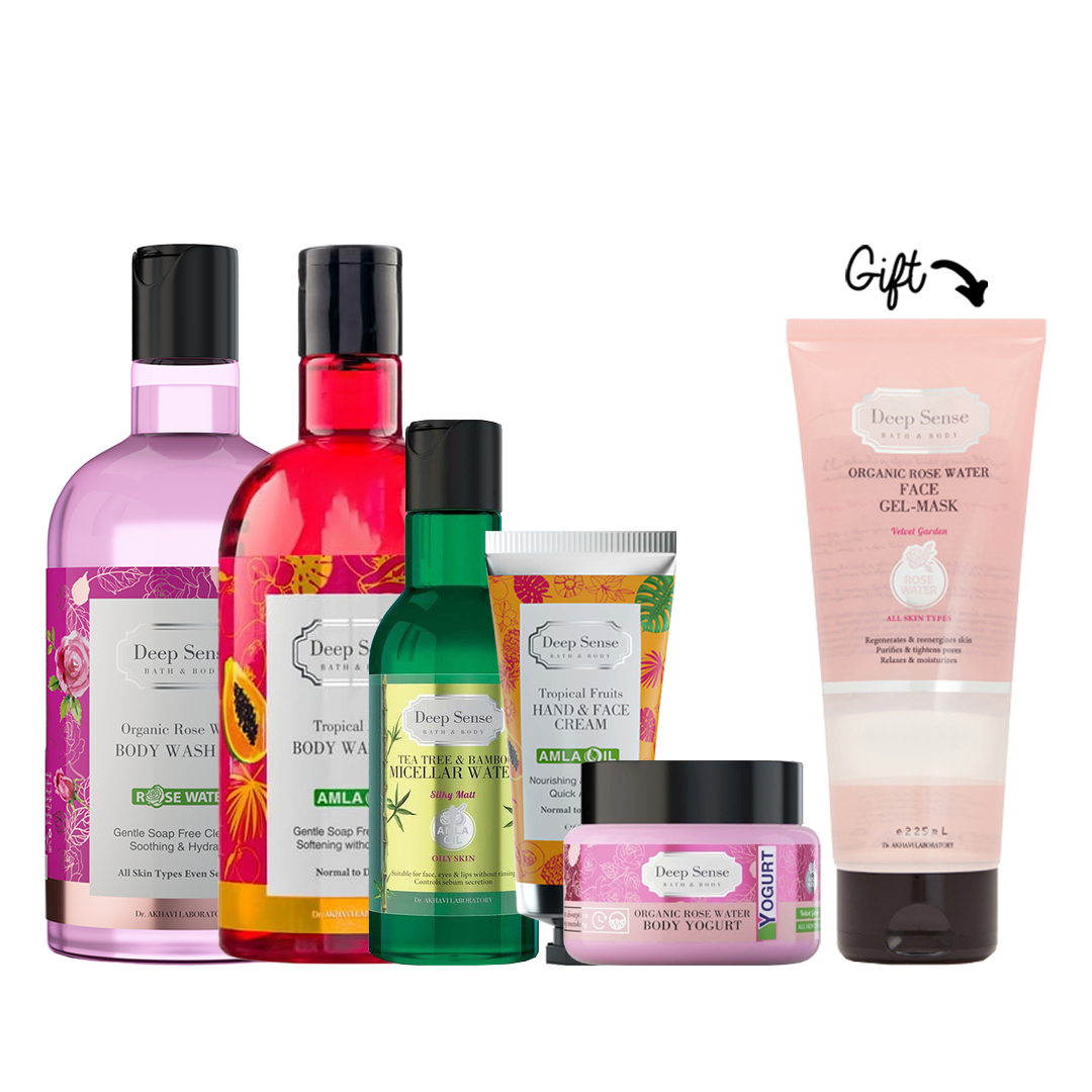 BUY Organic Rose Water & Tropical Fruits Skincare Bundle  GET Free Face Gel Mask Gift