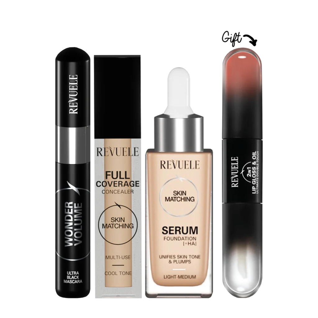 BUY Ultra Black Mascara Volume + Concealer Cool Tone + Serum Foundation GET 1 FREE  Lip Gloss & Oil