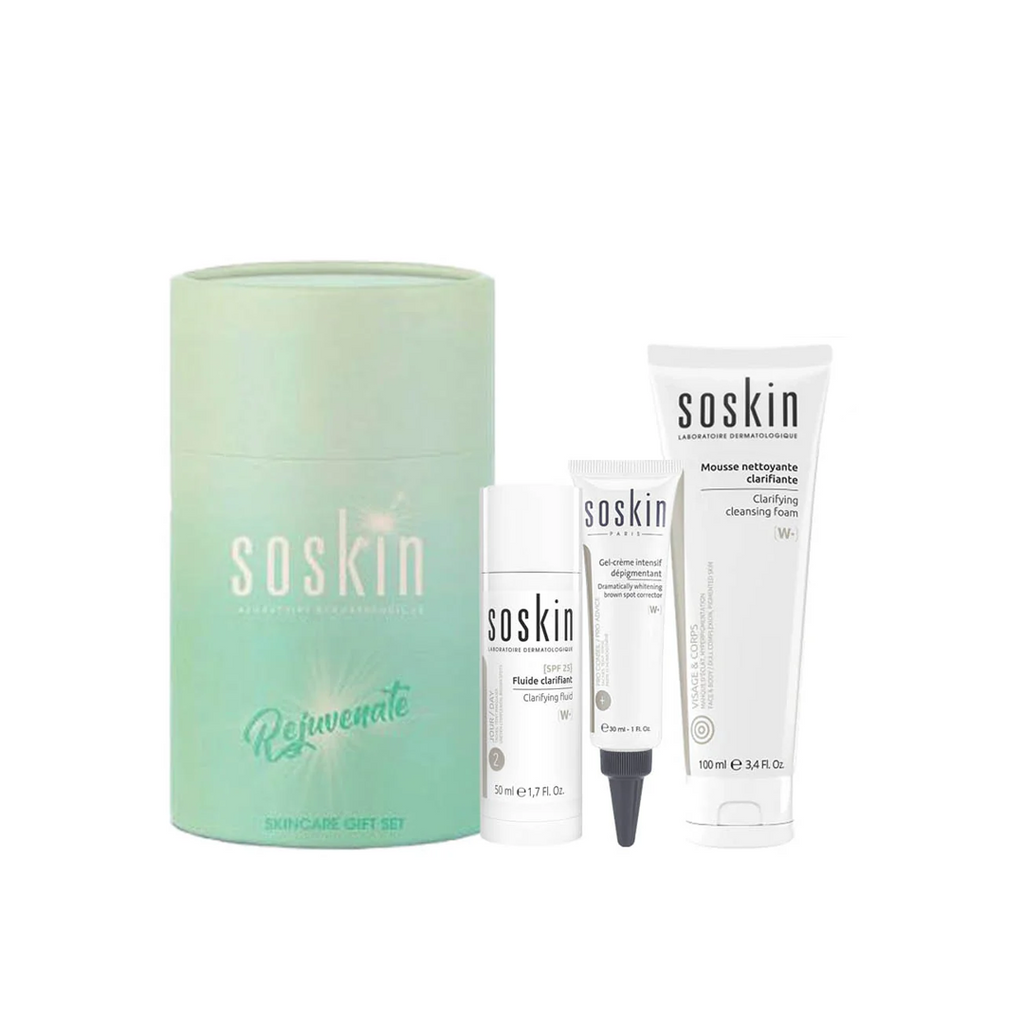 SOSKIN FLUIDE CLARIFIANT SPF 25 + SOSKIN GEL CREME INTENSIF DEPIGMENTANT + SOSKIN MOUSSE NETTOYANTE CLARIFIANTE 100 ML (Gift)