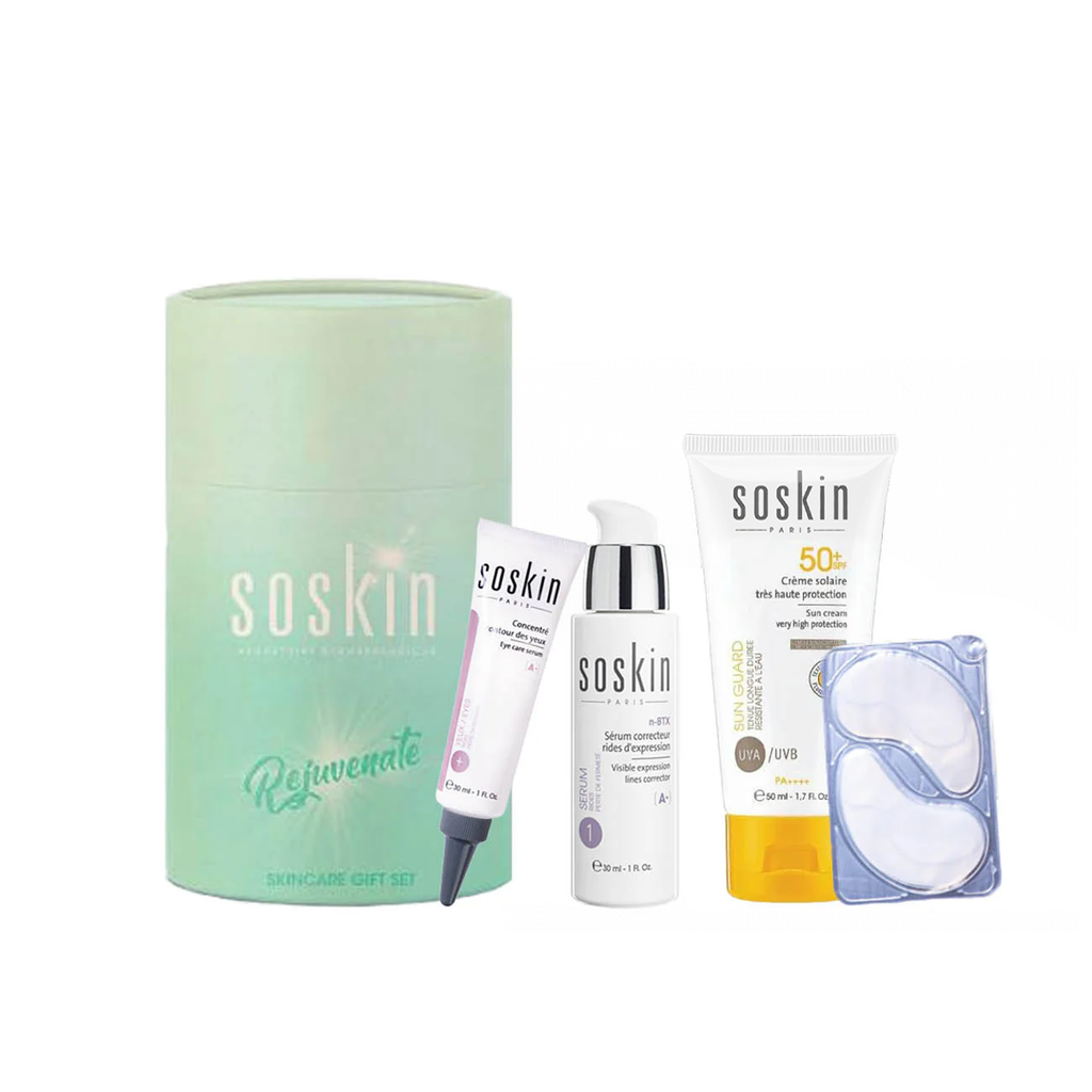nBTX Botox Serum + Soskin Eye Contour Filler + SOSKIN EYE PATCH X 1 and the  SOSKIN FLUIDE SOLAIRE SPF50+ for free