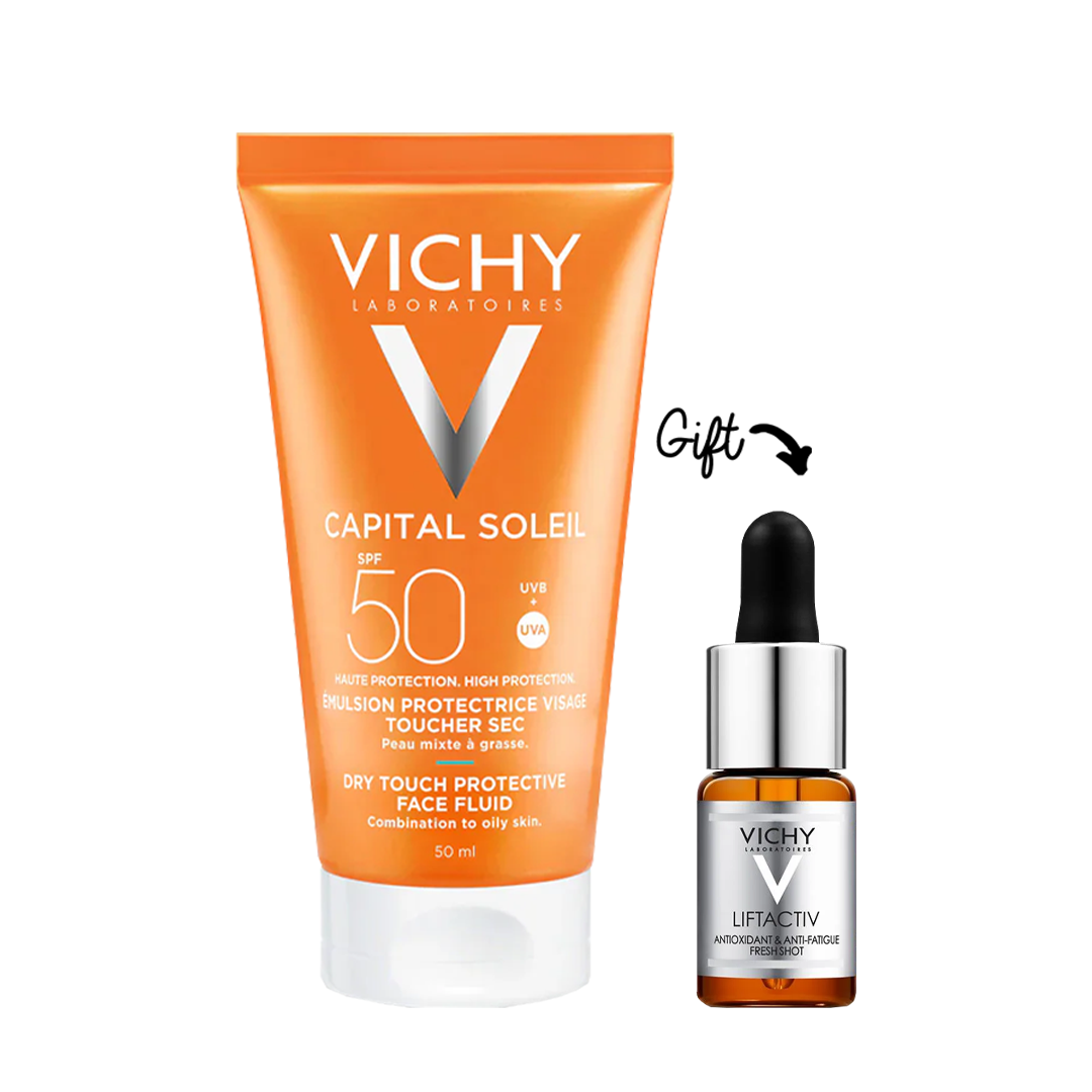 Capital Soleil Mattifying Face Fluid Dry Touch SPF50 +  LIFTACTIV VITAMIN C SKIN COR 4ML (Gift)