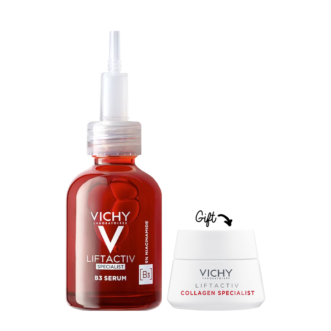 LiftActiv Specialist B3 Anti Aging Serum for Dark Spots & Wrinkles 30ml + Liftactiv Collagen Day Cream 15ML (Gift)