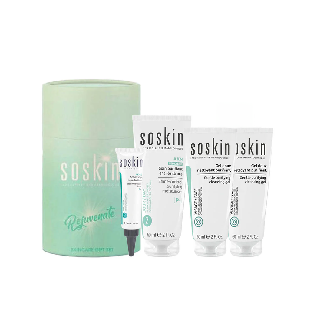 SOSKIN SERUM STOP IMPERFECTIONS  + SOSKIN SOIN PURIFIANT ANTI-BRILLANCE + 2 x SOSKIN GEL DOUX NETTOYANT 60 ML (Gift)